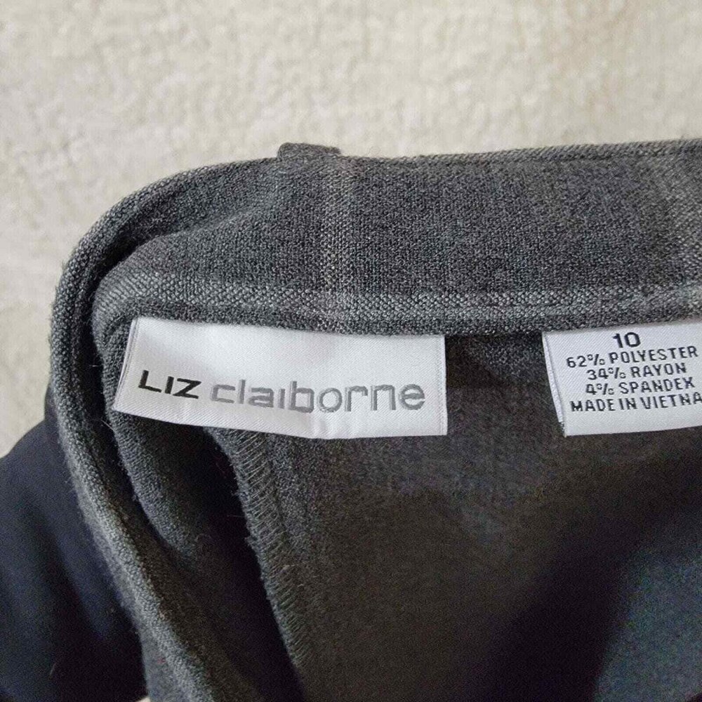 Liz‎ Claiborne Dress Pants Womens Size 10 Gray Check Pattern Stretch 34X27 - Picture 4 of 8
